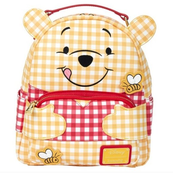 Loungefly Handbags - Winnie The Pooh Loungefly Backpack Purse Gingham Bee Honey